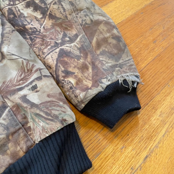 VTG 90s Carhartt J221 CAP Camo Realtree Hooded Duck Canvas Active Jacket M Faded - Picture 4 of 11